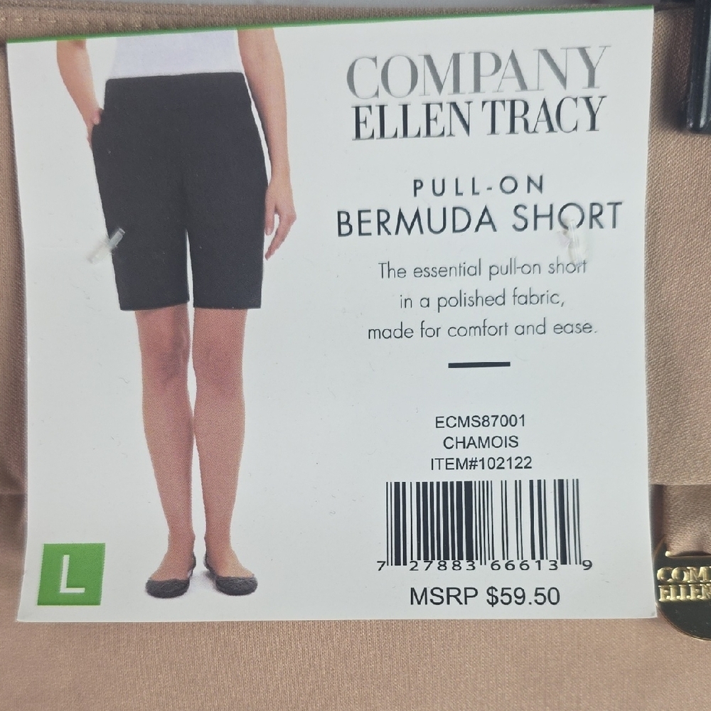 Ellen Tracy Women's Beige Pull On Bermuda Shorts Large - Picture 2 of 5